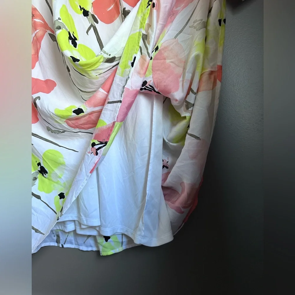 Lane Bryant Retro Floral Printed Chiffon Shift Midi Dress Plus Size 26/28 (4XL) - Picture 6 of 16